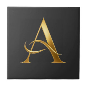 Golden Initial A Minimalist Design Ceramic Tile
