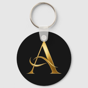 Golden Initial A Minimalist Design Key Ring