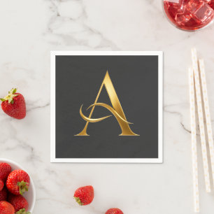 Golden Initial A Minimalist Design Napkin