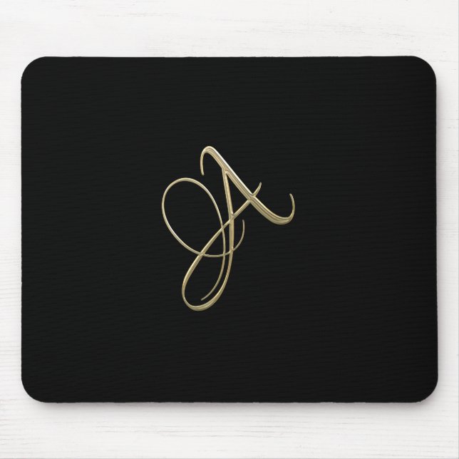Golden initial A monogram Mouse Pad (Front)