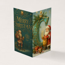 Golden Initial C with Santa Claus and crown