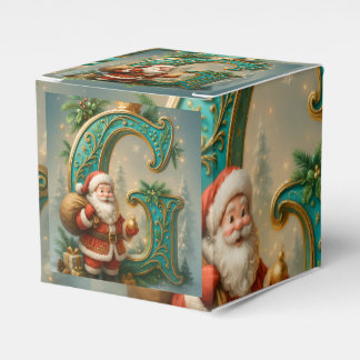 Golden Initial G with Santa Claus and Crown Favour Box