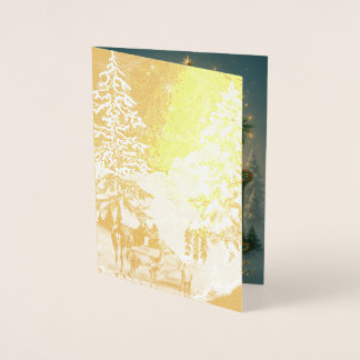 Golden Initial G with Santa Claus and Crown Foil Card