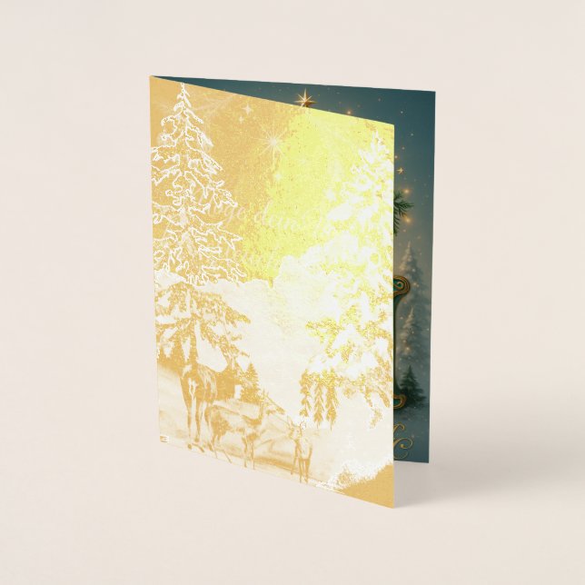 Golden Initial G with Santa Claus and Crown Foil Card (Front)