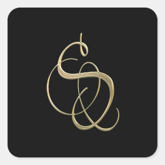 Golden initial S monogram Square Sticker