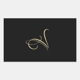 Golden initial V monogram Rectangular Sticker