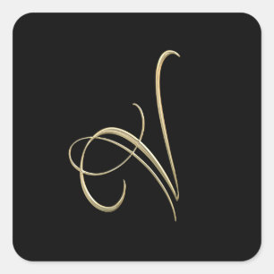 Golden initial V monogram Square Sticker