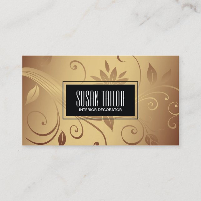 Golden | Interior, Textile Designs Business Card (Front)