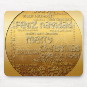 Golden International Christmas Greeting - Mousepad