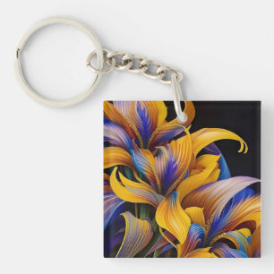 Golden Iris Hosta X AI ART Key Ring