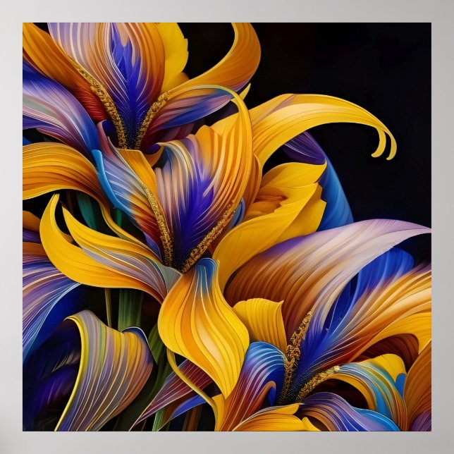 Golden Iris Hosta X AI ART Poster (Front)