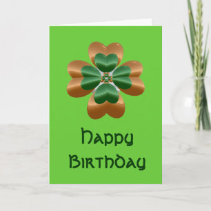 Golden Irish Shamrock Happy Birthday Card