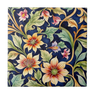 Golden Islamic Style Flowers Ceramic Tile