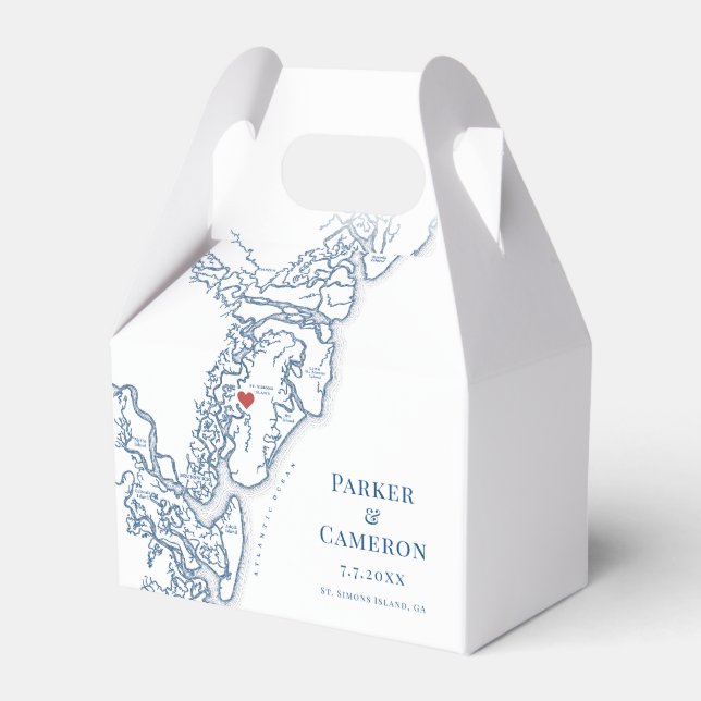 Golden Isles Georgia Map Elegant Wedding  Favour Box (Front Side)