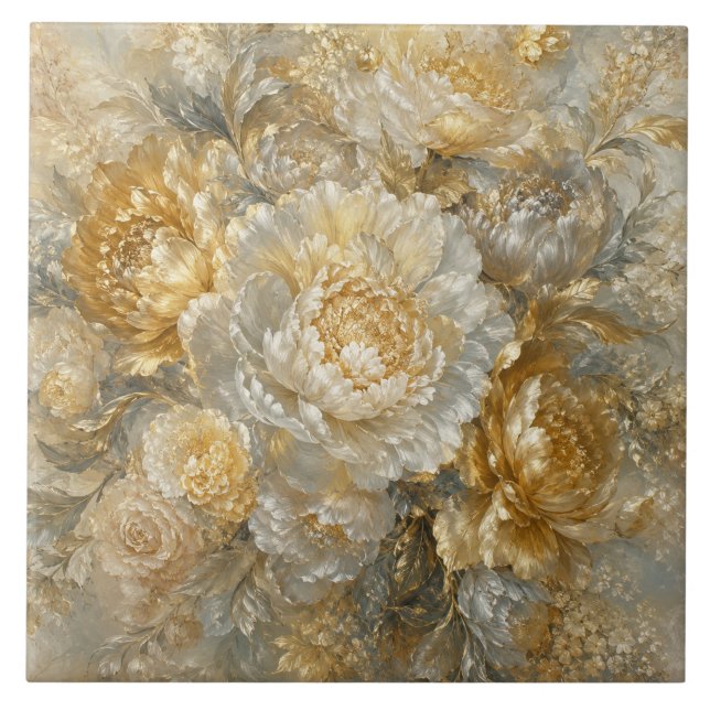 Golden Ivory Garden Ceramic Tile (Front)