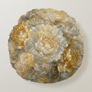 Golden Ivory Garden Round Cushion