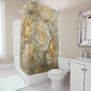 Golden Ivory Garden Shower Curtain