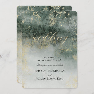 Golden Jade Elegant Modern Wedding Invitation