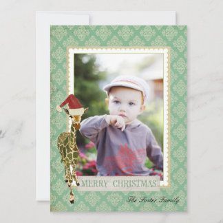 Golden Jade Giraffe Christmas Photo Card