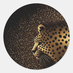 Golden Jaguar Pattern           Classic Round Sticker