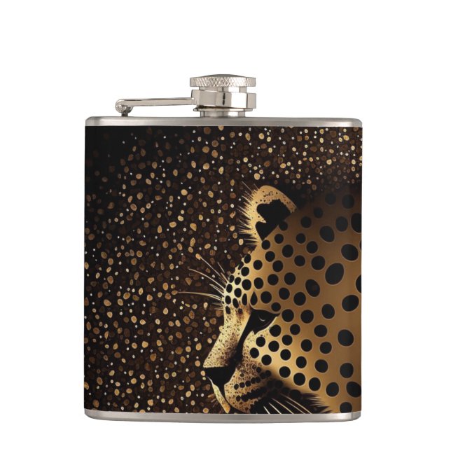 Golden Jaguar Pattern           Hip Flask (Front)