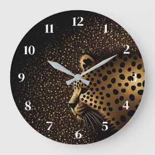 Golden Jaguar Pattern           Large Clock