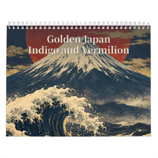 Golden Japan Indigo and Vermilion Japanese Art Calendar
