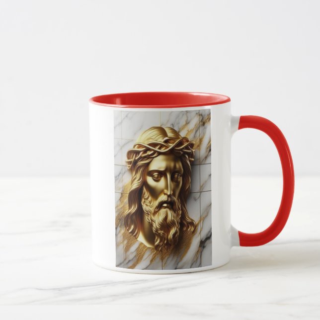 Golden Jesus A Divine Presence in Marble Mug (Right)