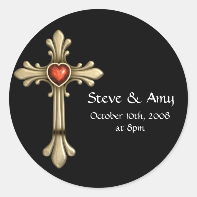 Golden Jewelled Cross Customisable Stickers 18 (Front)