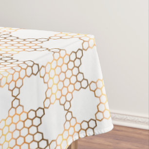 Golden Jewish Star Honeycomb on White, large  Tablecloth