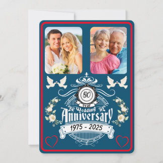 Golden Jubilee 50th Anniversary 2 Photo invitation