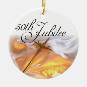 Golden Jubilee Religious Life, Cross Candle Ceramic Tree Decoration