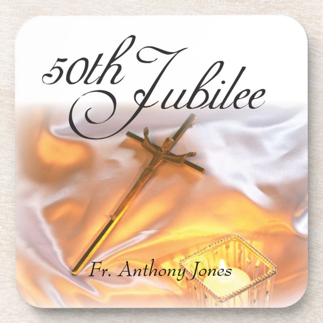 Golden Jubilee Religious Life, Cross Candle Coaster (Front)