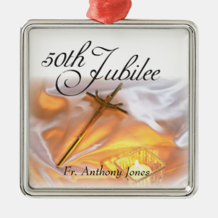 Golden Jubilee Religious Life, Cross Candle Metal Ornament