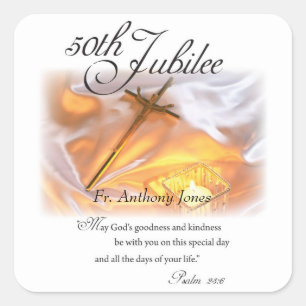 Golden Jubilee Religious Life, Cross Candle Square Sticker