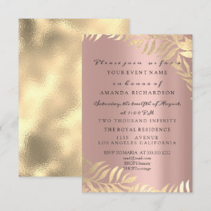Golden Jungle Rose Elegant Bridal Birthday Invitation