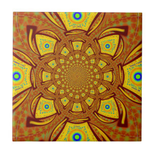 Golden Kaleidoscope Art Print Ceramic Tile