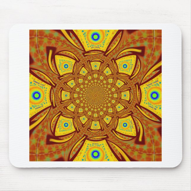 Golden Kaleidoscope Art Print Mouse Pad (Front)
