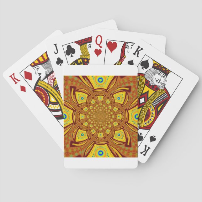 Golden Kaleidoscope Art Print Playing Cards (Back)