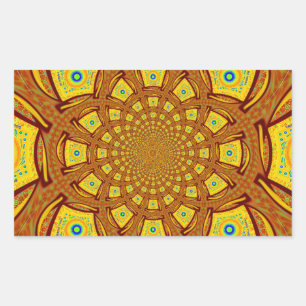 Golden Kaleidoscope Art Print Rectangular Sticker