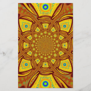 Golden Kaleidoscope Art Print Stationery