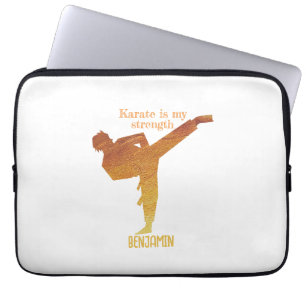 Golden Karate Figure Modern Typography Laptop Sleeve