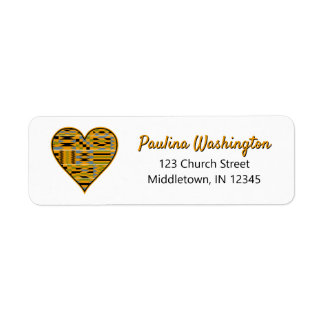 Golden Kente Heart Return Address Label