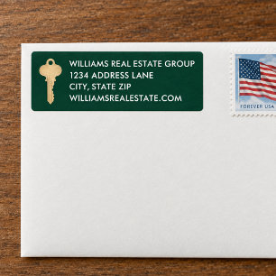Golden Key Real Estate Christmas Holiday Address Return Address Label