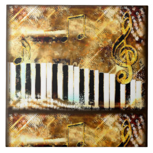 Golden Keyboard Ceramic Tile