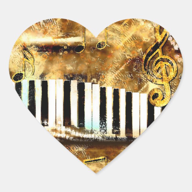 Golden Keyboard Heart Sticker (Front)