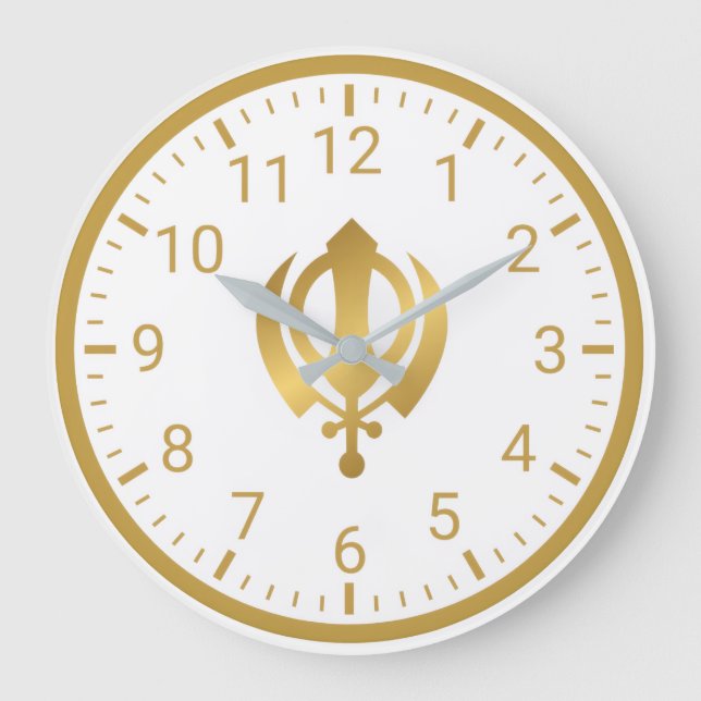 Golden Khanda Wall Clock | Sikh Symbol Home Decor (Front)