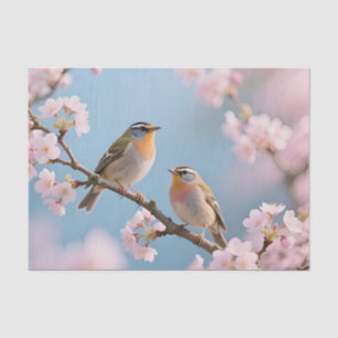 Golden Kinglet Cherry Blossom Spring Tissue Paper