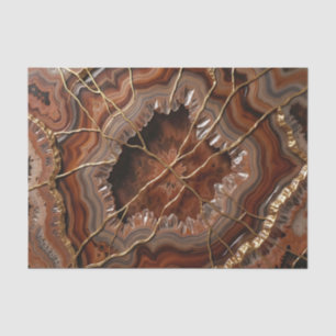 Golden Kintsugi Agate Slice Luxury Mineral Tissue Paper