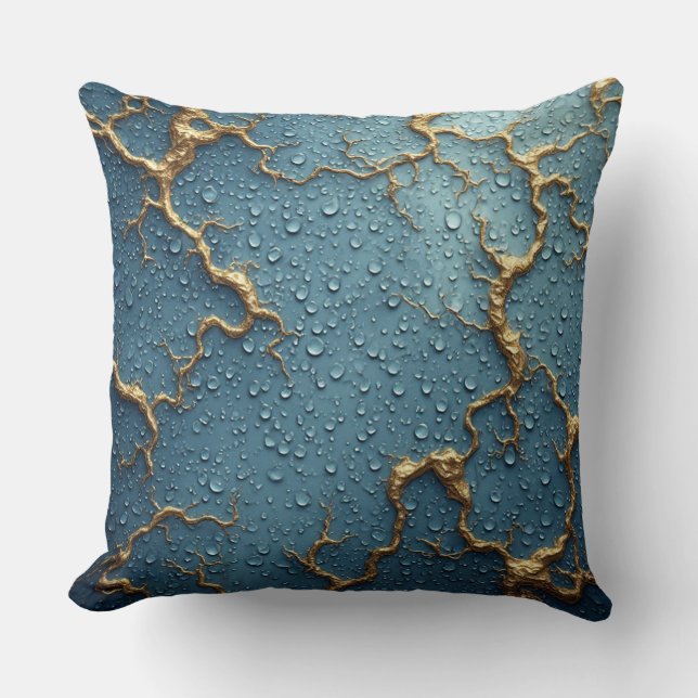 Golden Kintsugi Inspired Abstract Transformation Cushion (Front)
